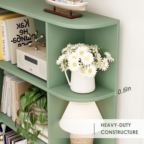 FOTOSOK 72" Tall Corner Bookshelf, 6-Tier Bookshelf and Bookcase, Green - Image 6