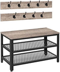 HOOBRO Hall Tree Entryway Storage Bench, Coat Rack Shoe Bench, Shoe Rack Organizer with Coat Hooks, 3-in-1 Design, Wooden Furniture with Metal Frame, Greige and Black BG17MT01 by HOOBRO