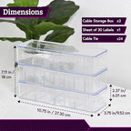 Set of 3 Cable Organizer Box W/Labels - Charger Box, Stackable W/Lids-Cord Organizer Junk Drawer- Cord Storage Box for Desk -Cable Organizer case, Multiuse Organizer - Image 2