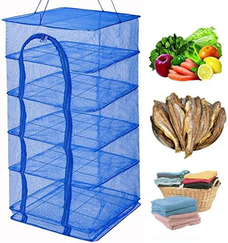 Drying Rack 6 Layers Folding Fish Mesh, Foldable Nylon Netting by WEISGJA