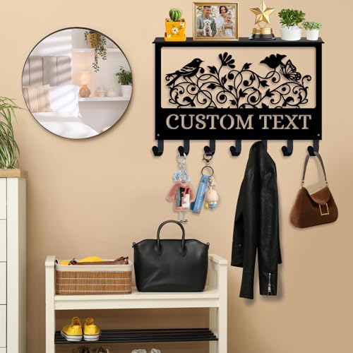 Dyoart Custom Flowers Bird Key Holder Wall Mount with Shelf Home Decor Gift - Image 2