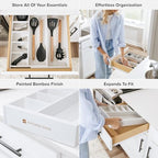 KitchenEdge Utensil & Junk Drawer Organizer, 10.5-19 in, White Bamboo - Image 3