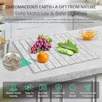 Stone Dish Drying Mat Collapsible Diatomaceous Earth Absorbent Mat Quick Dish Drying Pad Dish Rack Pad Match Any Counterto Multiple Usage for Kitchen,Bathroom (Light-Gray Frosted Pattern, 24"L x 16"W) - Image 3