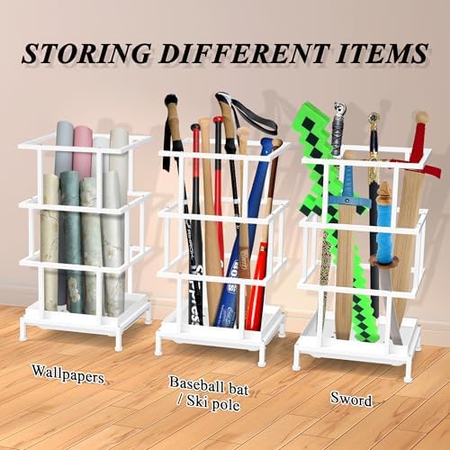 Alyoen Umbrella Holder for Entryway, Metal Umbrella Stand with Water Tray and Cane Holder, Adjustable Feet, 10.4 x 8.4 x 18.7 in, Suitable for Home, Office, and Shopping Mall (White) - Image 6