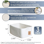 NaturalCozy 13.5”x8.5”x5.5” Storage Baskets for Shelves 3 Pack | Cotton Rope Woven Small Baskets for Organizing | Small Storage Bins for Nursery, Bathroom, Closet, Cube Shelf, Decorative, Gift - Image 2