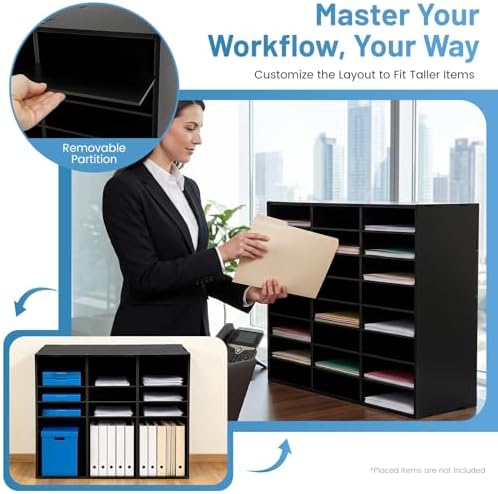 24 Slot Literature Organizer, Wooden Mail Sorter for Classroom - Image 5