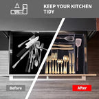 Clear Acrylic Drawer Organizer for Kitchen Utensils and Flatware, Adjustable Silverware Tray with 9 Compartments for Drawers, Office, and Bathroom Storage - Image 4