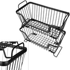 LOTTS Stackable Wire Basket, Metal Pantry Basket, Storage Organizer Bin with Handles, Fruit Basket for Kitchen Cabinets, Pantry, Closets, Bedrooms, Bathrooms (12.66.57.6") - 3 Pack - Image 4