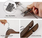 Wooden Clothes Hangers with Clips, 16Pack Wood Skirt Hangers with Clips, High-Grade Selected Walnut Wood Hangers with Sturdy Metal Clips for Pants, Suit, Heavy Winter Coat, Jacket, Formal Dress - Image 3