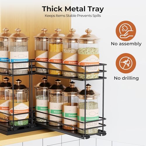 Mystozer Pull Out Spice Rack Organizer for Cabinet, Slide Out Spice Racks - Image 6