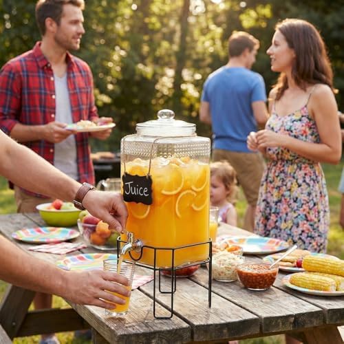 1.5 Gallon Glass Drink Dispenser, Drink Dispensers for Parties, Beverage Dispenser with Stand and Glass Lid, 100% Leakproof Spigot, Ideal for Lemonade, Juice, Iced Tea, Laundry Detergent - Image 3
