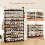 LANTEFUL Tall Shoe Rack 10 Tier Shoe Organizer Large Shoe Shelf with 18 Hooks Storage for 50 Pair, Stackable Vertical Shoe Rack Organizer for Closet, Entryway, Bedroom - Image 6