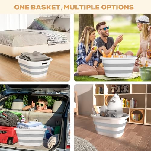 43L(11.5Gallon) Collapsible Laundry Baskets Plastic (Grey, 2 Packs) - Image 4