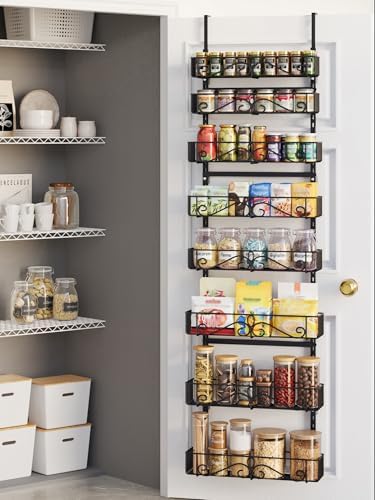 8-Tier Over Door Pantry Organizer,Heavy Duty Adjustable Metal Shelf for Pantry, Black by Unknown