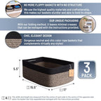 Woven Rope Baskets for Organizing, 3 Pack, 15.5 x 11 x 5.5" Storage Bins - Image 2