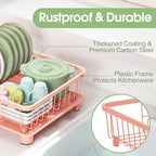 Hiviweer Dish Drying Rack for Kitchen Counter, 16.2" L x 12.5" W, Pink - Image 3