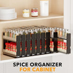 SpaceAid Bamboo Pull Out Spice Rack Organizer for Cabinet, Heavy Duty Slide Out Seasoning Kitchen Pantry Sliding Vertical Organization, 7.6" Wide, 3 Drawers(2" Wide), 2-Tier, Black - Image 6