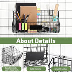Blulu 4 Pcs Grid Wall Baskets, Wire with Hooks for Hanging, 15 x 7 x 6 Inch - Image 4