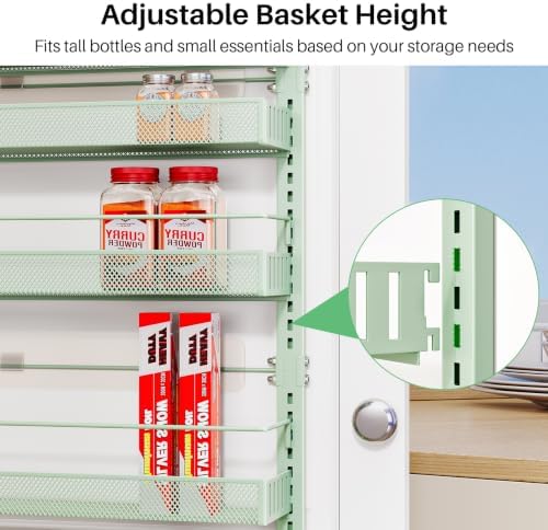 SNTD 8 Tiers Over the Door Organizer, 17" W x 6" D x 69" H, Green - Image 4