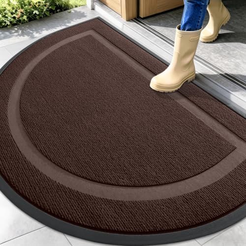 OLANLY Half Circle Front Door Mat Outside 59x34 All-Season Rubber Doormat by OLANLY