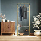 Simple Houseware Coat Rack with Shelf, Hall Tree with Hooks, Champagne Gold - Image 5