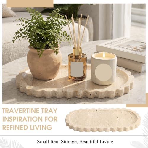 Hushee Travertine Vanity Tray with Scalloped Pattern Edge, 12"x6" - Image 6