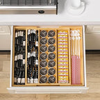 Bamboo Utensil Organizer Cutlery Organizer - Expandable 5 Slots Multipurpose Kitchen Drawer Organizer for Large Cooking Utensils, Baking Tools, Knife Set W13.7"-19.9" x L17.6" X H2.5"(Yellow) - Image 6