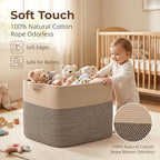 OIASKET 108L Cotton Rope Storage Basket for Living Room and Bedroom 25"x16"x16" Woven Laundry Basket, Heavy Duty Bin for Blankets, Pillows & Toys, Pet-Safe & Scratch-Free, Brown and Black - Image 4