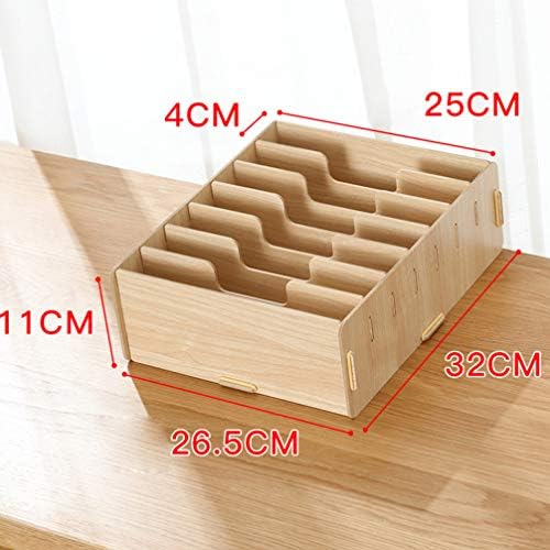 YARNOW Wooden Office Supplies Storage Box 12.59X10.43X4.33 Inch Vintage Desktop Organizer with Compartments for Home Bedroom and Office Use - Image 4