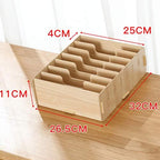 YARNOW Wooden Office Supplies Storage Box 12.59X10.43X4.33 Inch Vintage Desktop Organizer with Compartments for Home Bedroom and Office Use - Image 4