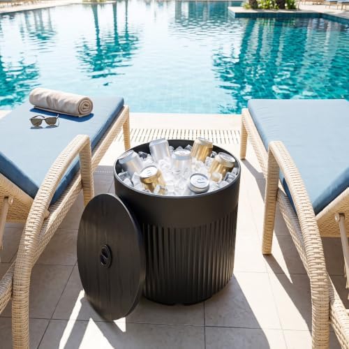 Tangkula 3-in-1 Umbrella Side Table (Black) - Image 2
