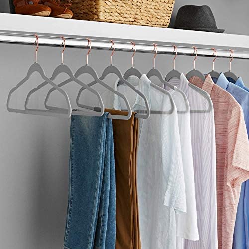 VECELO Premium Velvet Clothes Hangers Suit Heavy Duty (100 Pack)-Non Slip & Space-Saving with 12 Finger Clips & 2 Tie Rack Excellent for Men and Women,Gray - Image 6