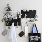 Wooden Pegboard Accessories Set: Modular Wall Hooks & Shelf for Garage, Office & Home Organization(White Colored Finish-B) - Image 6