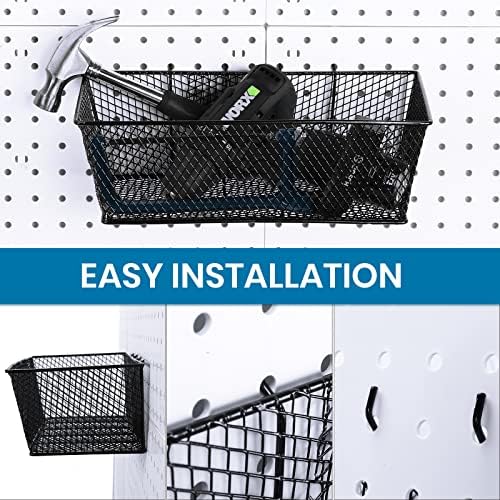Sieral 4 Pcs Metal Pegboard Baskets Wire Organizer, Medium, Large, Black - Image 3