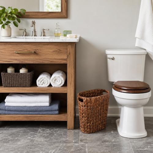 Coeusy Wicker Trash Can,Rattan Waste Basket for Bathroom,Bedroom,5 Gallon - Image 3