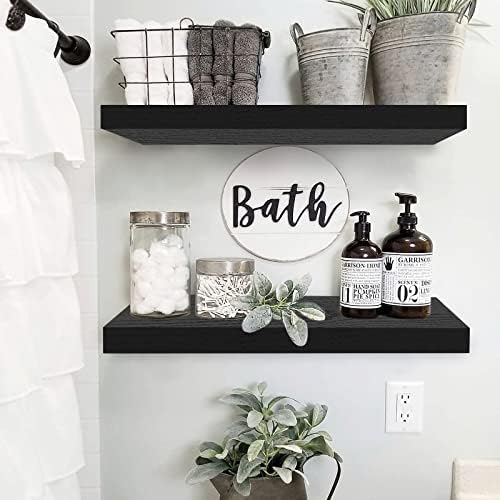 QEEIG Bathroom Long Floating Shelves for Wall (Black, Set of 2, 23.6") - Image 2