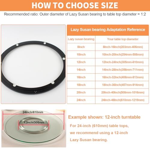 TamBee 16 Inch Lazy Susan Hardware Heavy Duty Metal Rotating Hardware Large Turntable Bearing Ring Lazy Susan Kit Parts Mechanism for Puzzle Board, Dining Tables(Base Only, Black) - Image 3