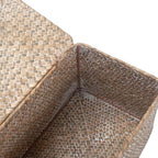 Wicker Basket with Lid, Seagrass Storage Basket, Woven Decorative Storage Baskets for Shelf Organizing, Whitewash - Image 3