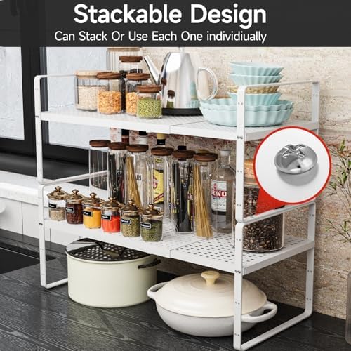 2Pcs Expandable Cabinet Shelf Organizers, 16.5"~27''L, Black - Image 5