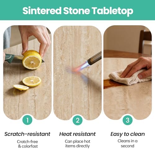 ZL ZELing 31.5" Lazy Susan Turntable – 360° Sinteredstone Silent Anti-Slip Turntable, Table Top Centerpiece for Kitchen, Pantry, Spice Rack, Refrigerator & Dining Table, Beige - Image 6