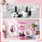 Honeydak Rotating Perfume Organizer Tray, 3 Tiers, Resin Diamond, Pink - Image 5