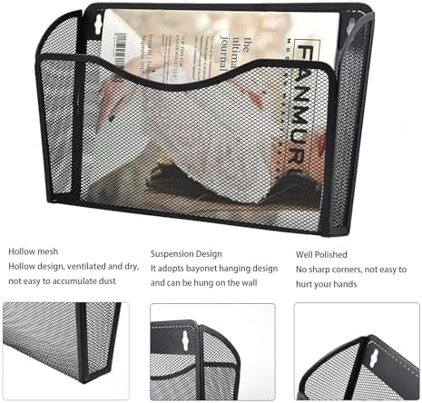Gawerk 6 Pack Wall File Organizer, Mesh Wall File Pocket Mail Organizer Hanging Metal Vertical Wall Mounted File Holder for Office/Home - Image 3