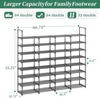 Simple Trending 8-Tier Shoe Rack Large Capacity 64 Pairs Tall Shoe Shelf, Sturdy Metal Shoe Organizer for Entryway, Closet, Bedroom, Black - Image 3