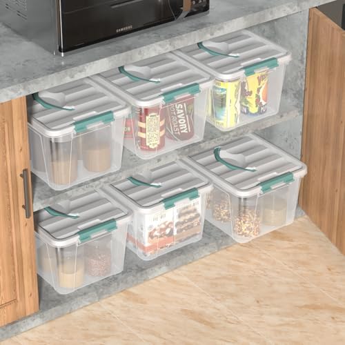 Zopnny 14-Qt Storage Bin with Lid, Stackable Latch Box with Handle, 6-Pack - Image 7