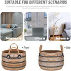 Zerodeko Woven Storage Baskets Straw Planter Basket Toy Blanket Organizer Seagrass Laundry Large Wicker Plant Tree for Dirty Clothes Pillows - Image 6