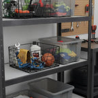 TOPZEA 2 Pack Black Metal Food Storage Basket for Pantry Organization, Foldable Wire Cabinet Organizers with Handle, Canned Goods Snack Baskets Freezer Bins for Organizing Kitchen, Bathroom, Garage - Image 7