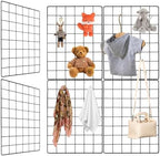 WELLCO 8 Pack Grid Wall Panels 15.7"x 11.8" Gridwall for Any Retail Display, Portable and Assembled Wall Grid with Extra Joining Clips and Hooks, Black by WELLCO