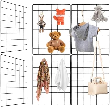 WELLCO 8 Pack Grid Wall Panels 15.7"x 11.8" Gridwall for Any Retail Display, Portable and Assembled Wall Grid with Extra Joining Clips and Hooks, Black by WELLCO