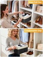 BALEINE 3 Pack Fabric Closet Storage Bins for Shelves, Linen Closet Organizers and Storage, Decorative Baskets for Organizing, Shelf, Clothes, Home, Office (Black, 17''x13''x10.5'') - Image 5