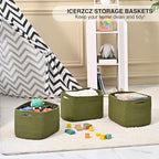 ICERZCZ Storage Basket for Shelves, Small Baskets for Organizing, Woven Cotton Rope Baskets for Storage, Book Basket, Decorative Shelf Basket, 12.5"Lx9.1''Wx7.9''H (4 Packs) Green - Image 6
